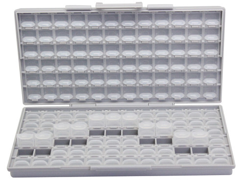 BOX-ALL-144 Empty SMD enclosure w/144 compartments each w/lid SMD 0402 0603 0805 1206